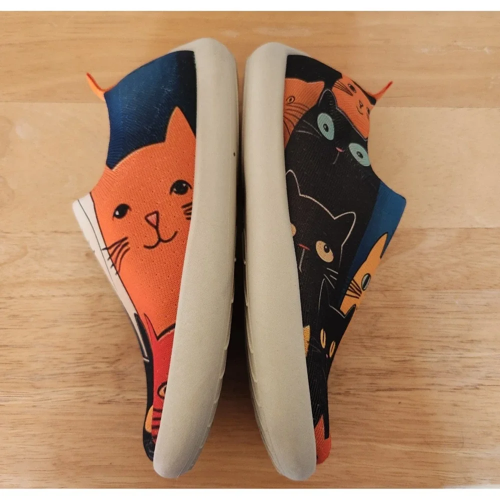 Cat Slip On Art Deco Colorful Shoes Size 9.5 Pet Kitty Unique - Picture 6 of 7
